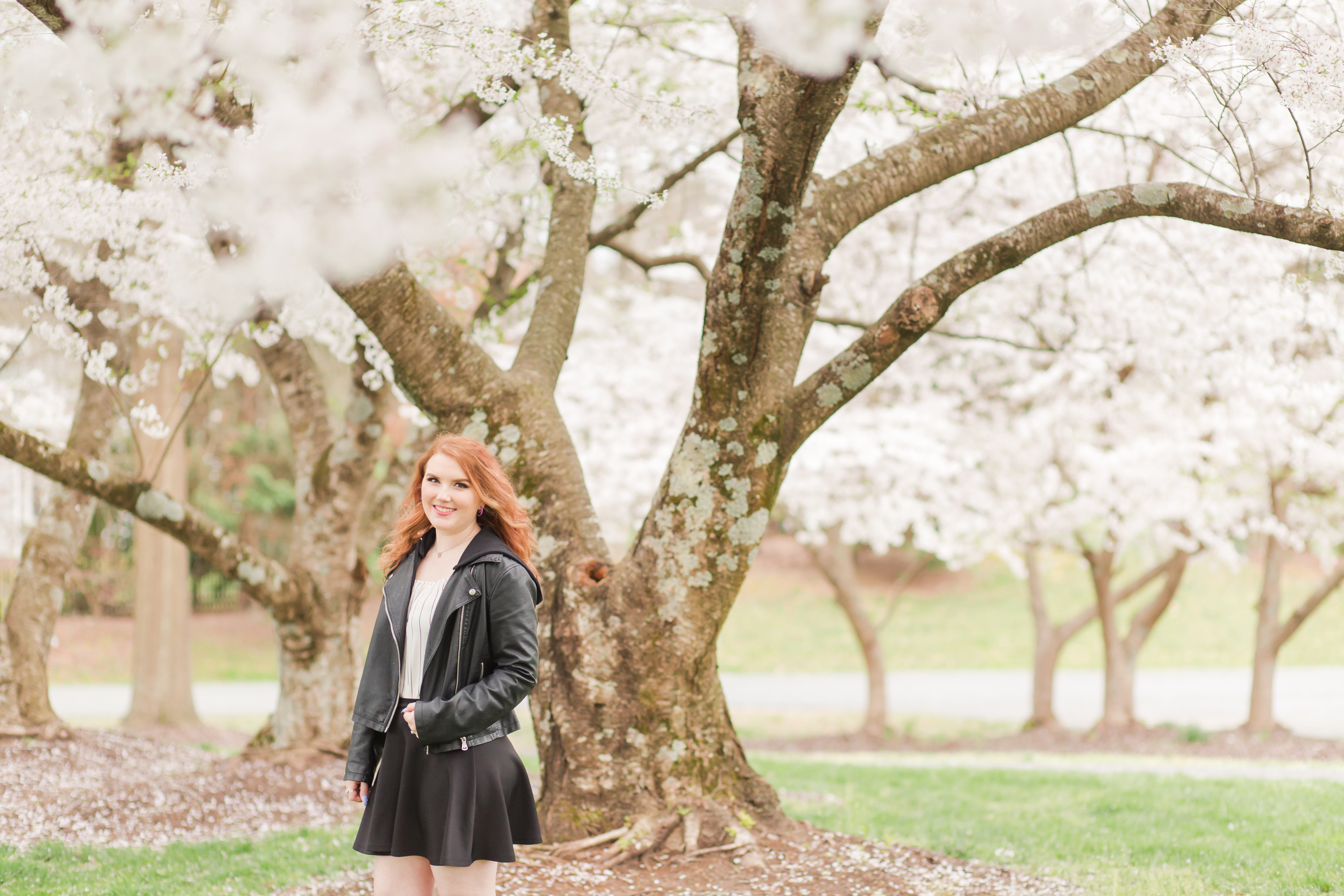 portrait with cherry blossom tree